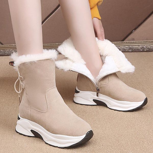 

winter boots snow boots women shoes woman ankle thick increased 2020 winter new warm comfortable casual mujer, Black