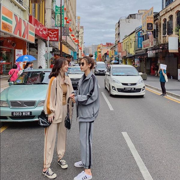 

спортивная женская осень 2019 новый корейский свитер sweaterwomen случайные свитер набор весной и осенью два кусок набор bqots, Gray