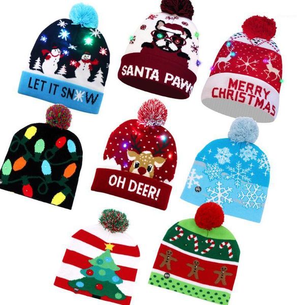 

christmas caps led light up beanie ugly christmas sweater hat knitted hat for children party gifts1