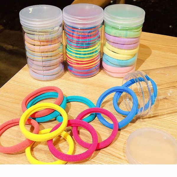 

10pcs box packed colorful 4.5cm basic nylon elastic rubber bands women girls ponytail holder scrunchie fashion hair accessories