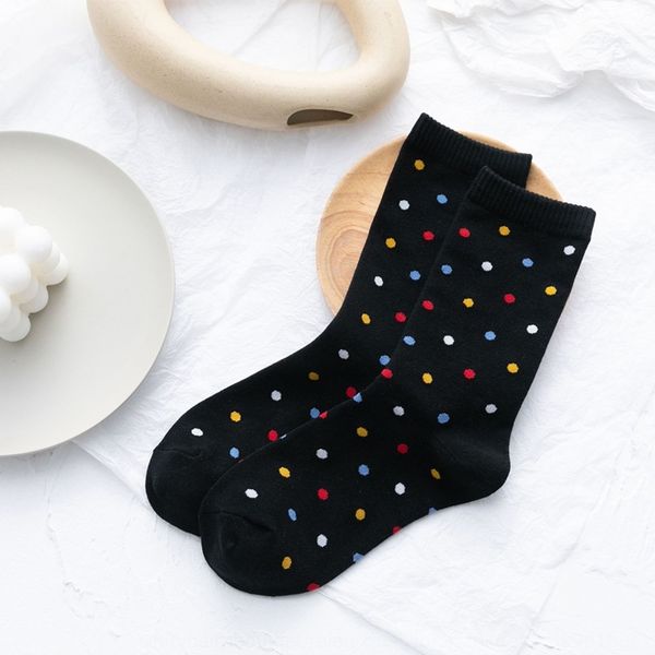 

2020 mumuwood new autumn and winter socks children's small dot cotton pile new autumn and winter color socks women's color 6t5qk, Black
