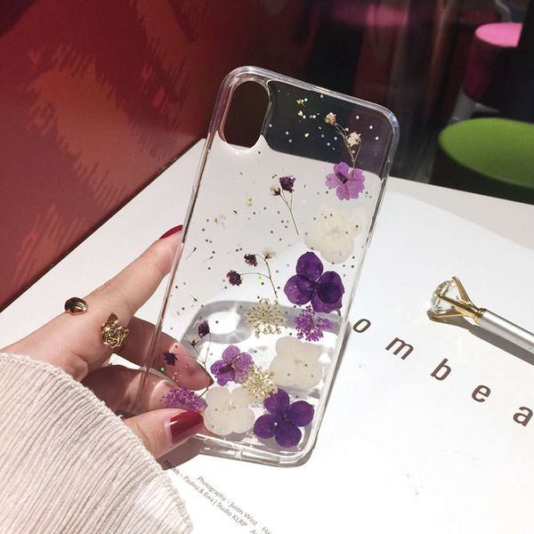 

qaqianliyao - real dry flower set vip, luxury soft set tpu and sequin vip x xr xs max 6s 7 8 plus 12 11 pro max selk