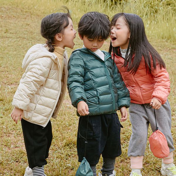 

children 2020 new 80% white duck down hooded kids jackets for boys girls ultra light portable winter coat, Blue;gray