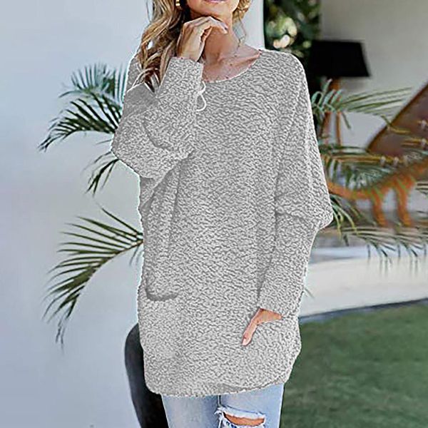

women casual fuzzy long sleeve o-neck long knit oversized sweater pullover women camisa feminina sleeve ladies, White;black