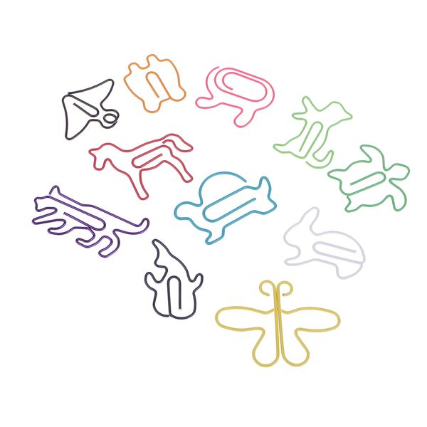 

60 шт смешанные клипы multicolor бумаги, 12 стилей kawaii животных формы создание клипов 3 - 4см для вырезок закладка офис школы notebook