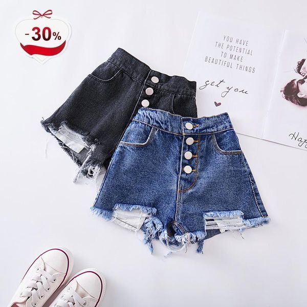

chifuna new summer baby girls shorts for kids ripped jeans for children denim shorts for 3 4 5 6 7 8 years old baby clothes y200704, Black