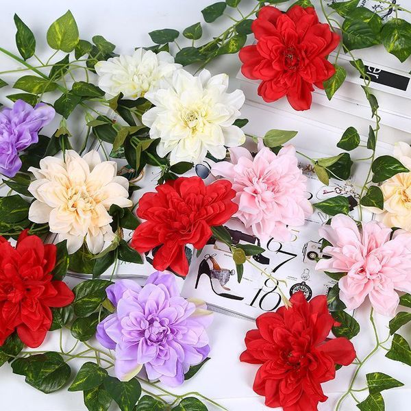 

10pcs/lot artificial flower silk rose dahlia flower head wedding party home decoration diy wreath scrapbook craft fake1