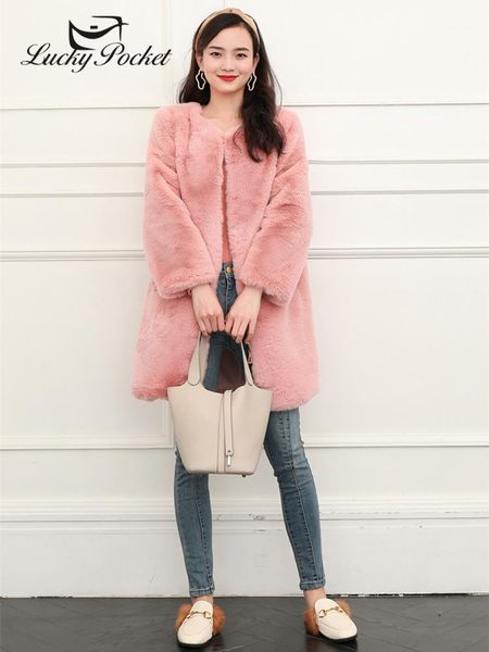 

women winter thick faux fur plush coat ladies fashion mid-length solid color keep warm plus size o-neck fur coat zy1071, Black