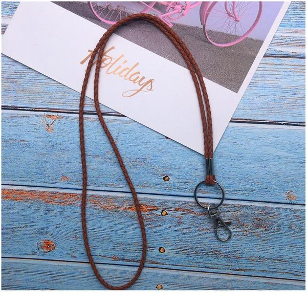 

fashion weaving pu rope necklace lanyard pendant practical simple rope id card key usb mp3 hanging ba jlldoi