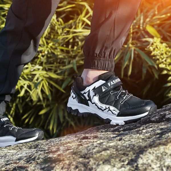

winter children hiking shoes waterproof climbing kids trekking shoe running footwear boy student sports casual sneakers wmtiux, Black