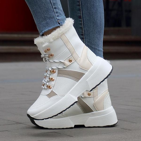 

женщины зимние сапоги женские сапоги high top sneakers хлопок обувь zapatos mujer женщины снег теплый водонепроницаемый, Black