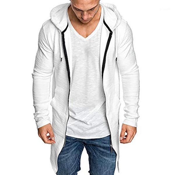 

fashion men sweatshirt splicing hooded solid trench coat jacket cardigan long sleeve outwear blouse bluzy meskie#guahao1, Black