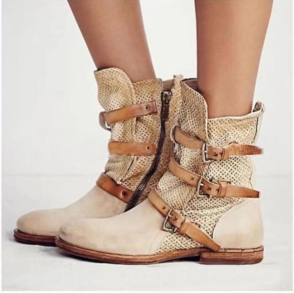 

women ankle boots gladiator falts shoe plus size autumn warm vintage pu leather single shoes short booties shoe botas mujerd2119, Black