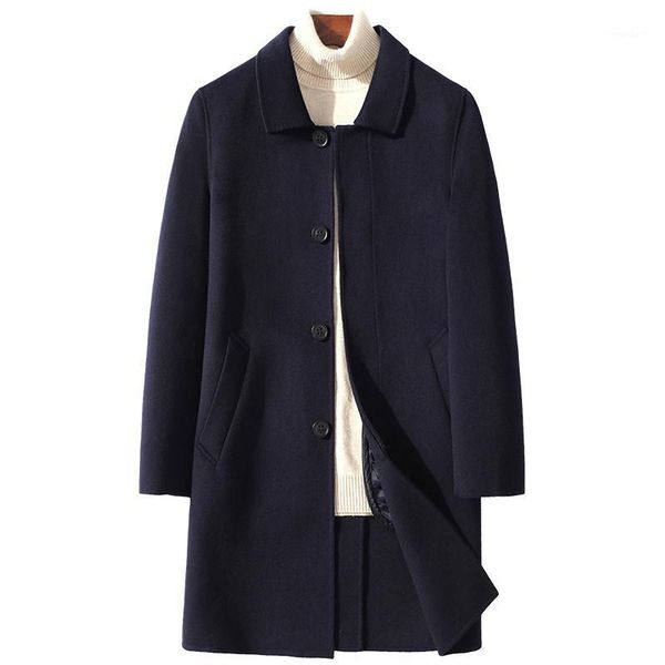 

men's wool & blends paulkonte 2021 autumn winter coat igh quality gentleman fashion wild woolen comfortable warm long jacket1, Black