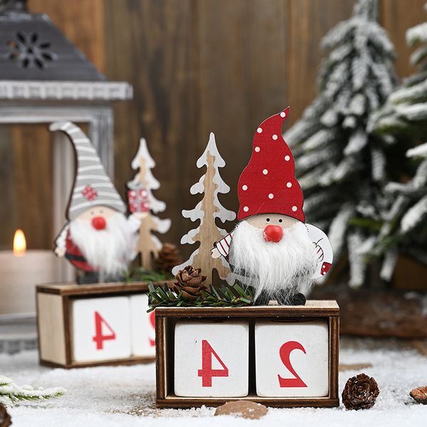 

calendar merry countdown christmas wooden pine cone decorations new year gifts santa claus dolls