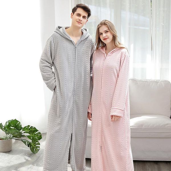 

lovers winter extra long autumn warm hooded solid ankle length sleepshirts man and women kimono nightdress night wear dress gown1, Black;red