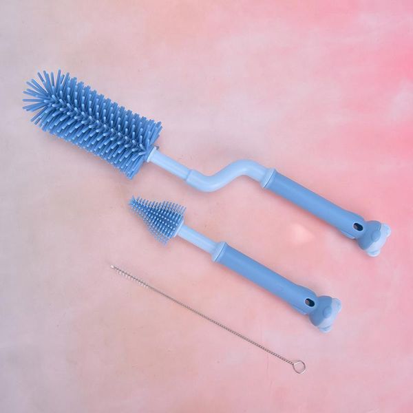 

360 degree rotation sile bottle brush baby pacifier cup nipple cleaning brushes set handheld soft head food grade watering h jlltrm