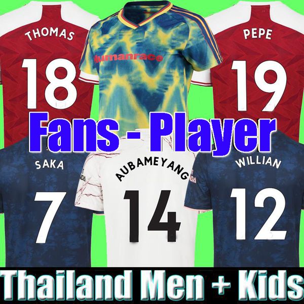 

fans player version human race arsen soccer jersey 20 21 pepe saka nicolas tierney henry willian maitland-niles football hrfc shirts kids, Black;yellow