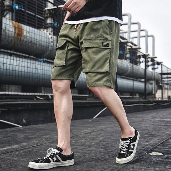 

men's shorts 2020 new summer loose sports capris fashion brand ins pure cotton casual pants, White;black