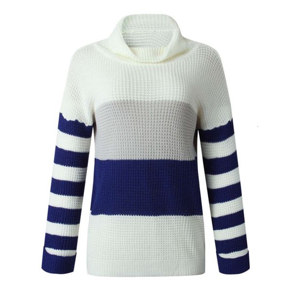 

clothing fall winter 2020 ladies fashion color contrast versatile high collar comfortable pullover women's sweater woman, White;black
