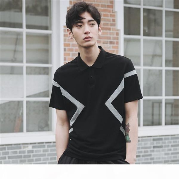 

mens contrast цвет рубашки поло лето коротким рукавом нагрудные шея лоскутная повседневный polos мужской сыпучие вверх, White;black