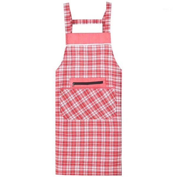 

apron household kitchen cotton summer comfortable breathable strap cute japanese cotton lengthened zipper pocket bib1