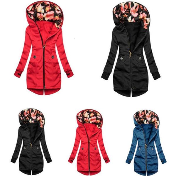 

women's and autumn fashion winter new leisure medium length solid color pullover lock cardigan hoodie, Black