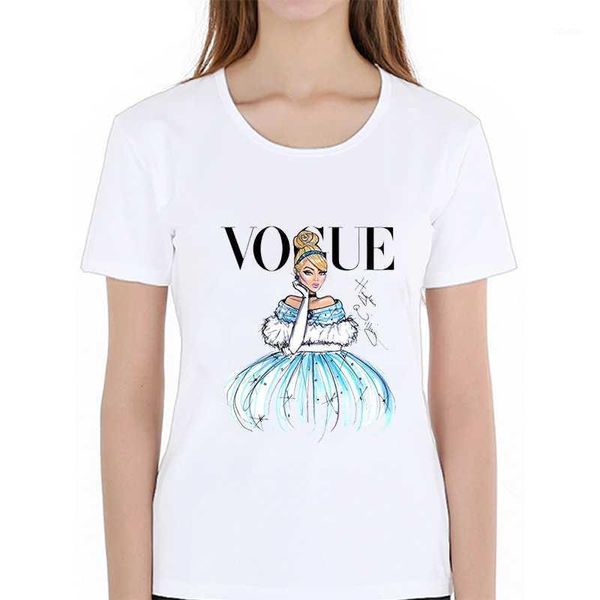 

vogue punk princess print t shirt summer women t-shirt fashion illustration harajuku short sleeve girl casual tees female 1, White