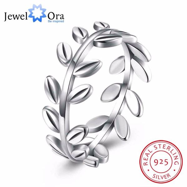 

cluster rings 925 sterling silver leaves for women female finger ring wedding accessories jewelry (jewelora ri102591), Golden;silver