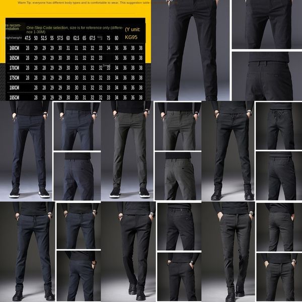 

autumn and winter new black cotton elastic men's business straight tube plush men's wear casual pants casual pants 46os5, Blue