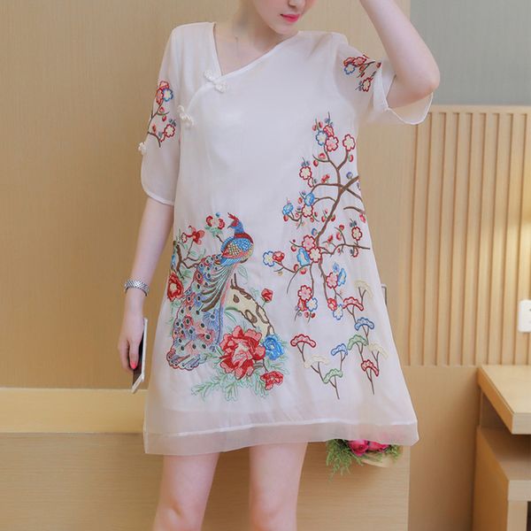 

women embroidered plus size dress l-6xl 5xl will see vintage pavon dresses loose casual blouse lp4s, Black;gray
