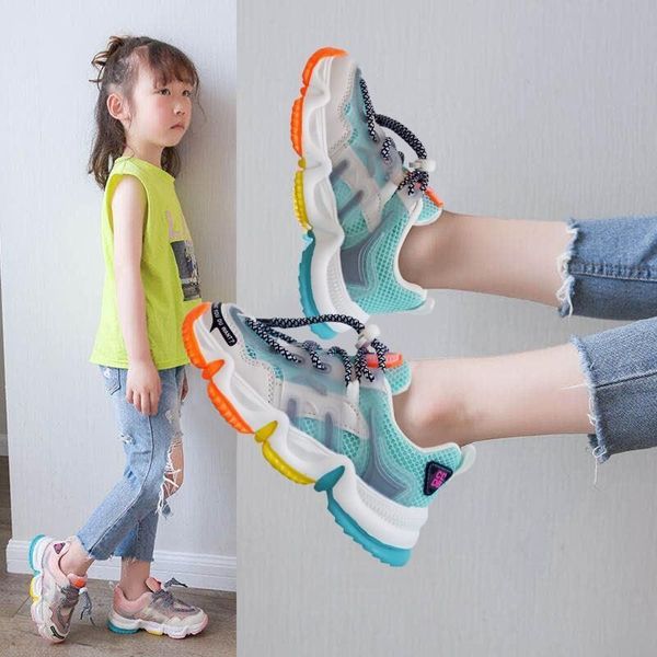 

sport breathable kids 2020 for students autumn rainbow mesh children girls sneakers light shoes boys, Black;red