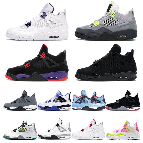 

new arrival mens trainers basketball shoes 4s jumpman 4 black cat white cement purple cactus jack cool grey womens men sport sneaker fashion