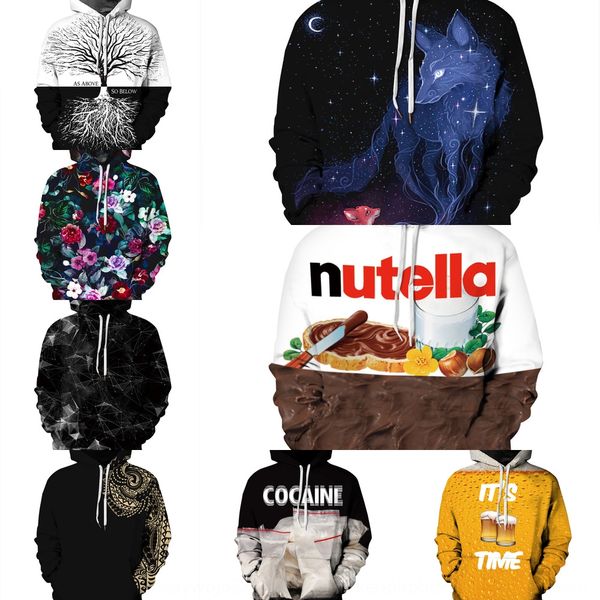 

new art pattern digital printing hooded sweater couple long sleeve suit large size sports suit baseball suitbaseball uniformcoat h0wcs h0wcs, Black