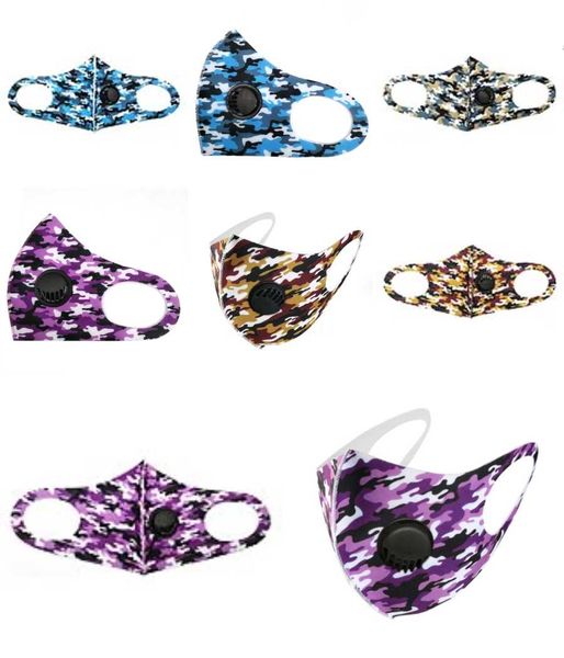 

american ice silk face camo designer flag customized breathing valve protective dustproof earloop cloth masks fy00