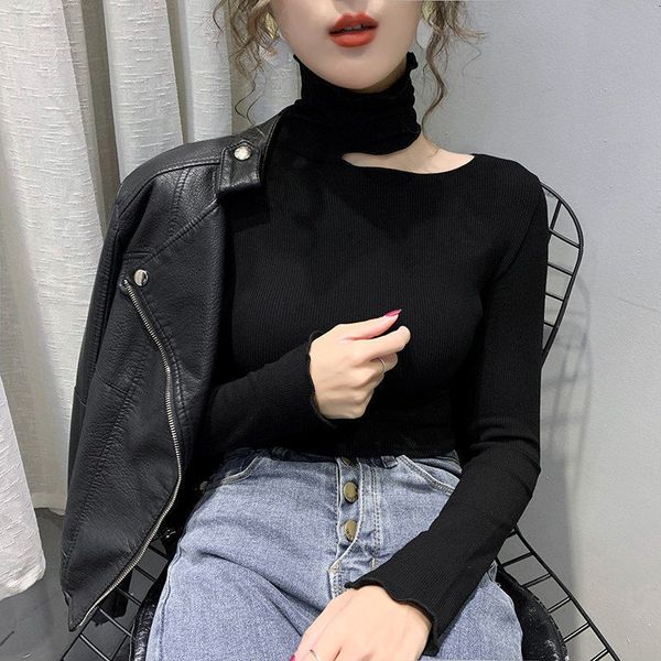 

stack 2021 yourself turtleneck for woman autumn and winter new foreign style thin upper-open fitting should 1 sbml, White