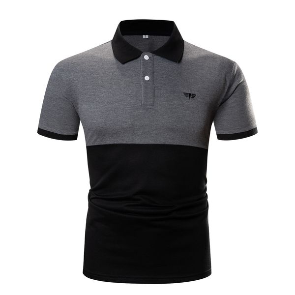 

e-commerce supply loose color matching simple short-sleeved polo shirt cotton mens casual 631, White;black