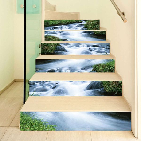 

amj self adhive innovative stair living room diy stream decoration home waterproof wall sticker