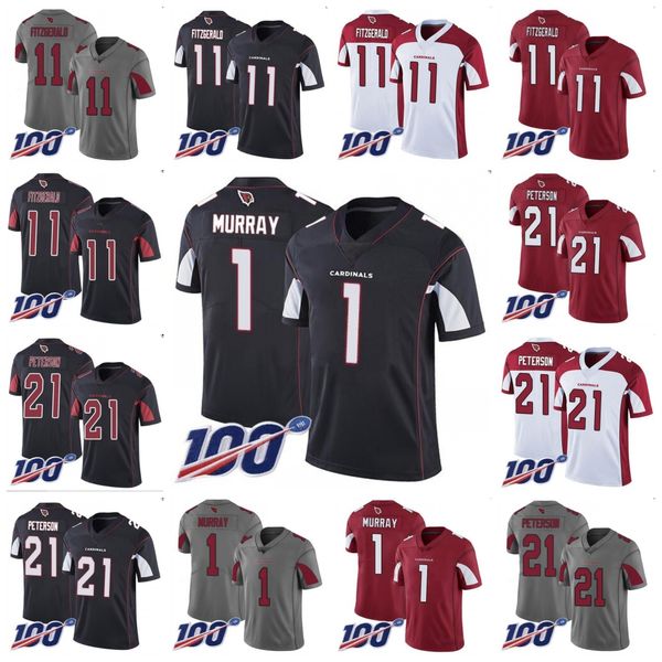 

arizona cardinals men #11 larry fitzgerald 21 patrick peterson 1 kyler murray men women youth 100th jersey, Black;red