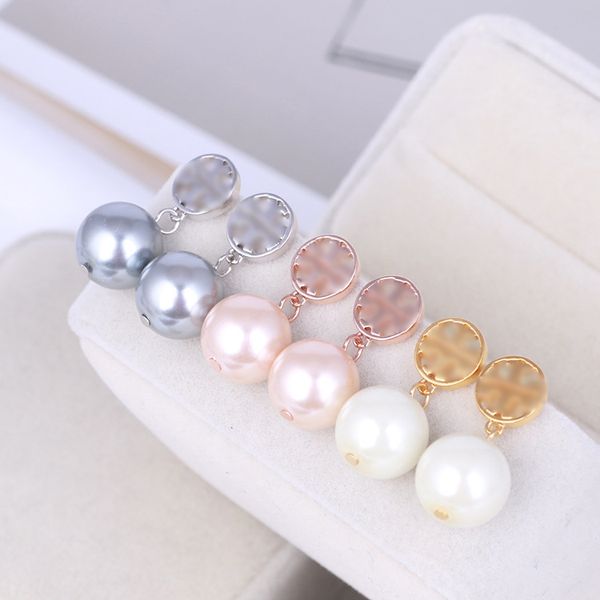 

new real 18k gold plated pearl brand stud dorp charm drop earrings popular brand letter earrings, Golden