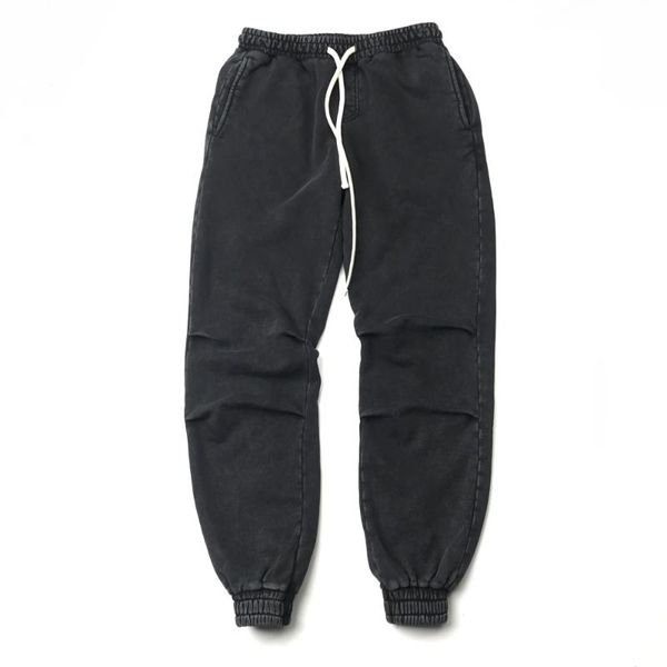 

vintage black heavy cotton sweatpants ankle-length jog pants winter streetwear