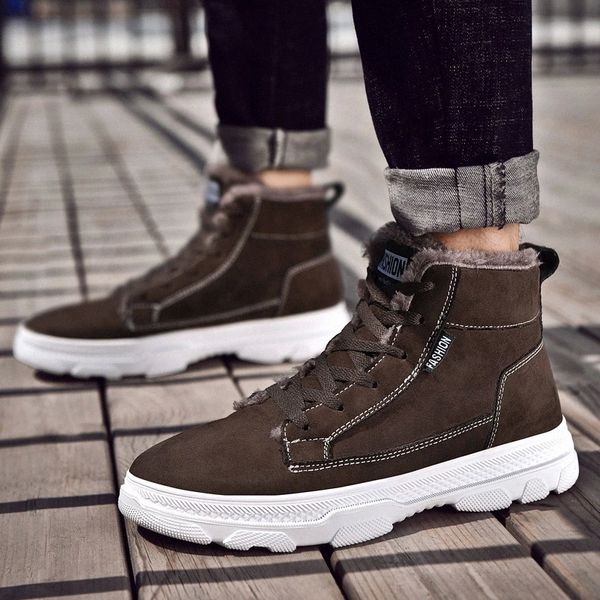 

winter men snow boots cow suede leather outdoor male warm sneakers fashion working ankle boots men footwear chaussure homme #2j0l
