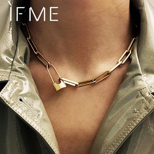 

if me gothic punk gold paper clip choker link chain necklace for women miami square shape thick stylish necklaces jewelry new1, Golden;silver
