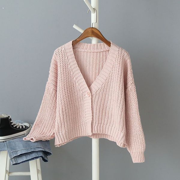 

knitting cardigan women coat casual fashion v-neck long sleeve warm lazy wind sweater kg-991, Black