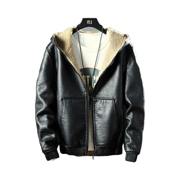 

животборная кожаная куртка для бомбардировщики loldeal мужская куртка, Black