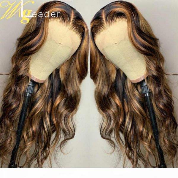 

wigleader human hair lace front highlight #1b 27 preplucked lace frontal wigs glueless ombre remy hair wigs wavy hair lace wigs, Black