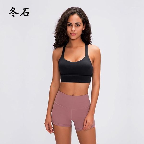 

2020 new strappy back gym sports bra women wireless fitness push up yoga sport bra with removable pads1, White;black