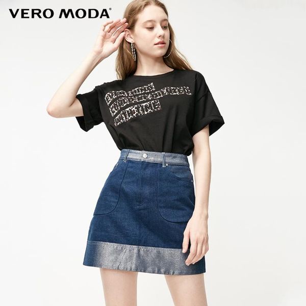 

women's bright yarn assorted colors high-rise denim skirt | 319137527, Black