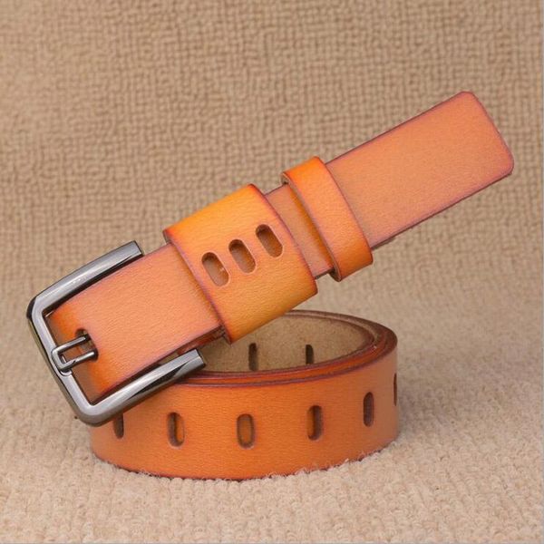 

2021 pin buckle genuine leather women belt luxury lady belts jeans belt waistband black red orange quality guarantee zlb056, Black;brown