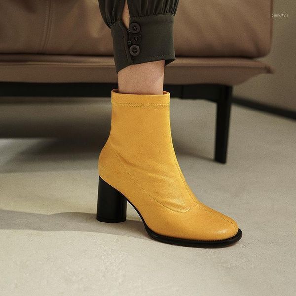 

boots brand 2021 winter autumn short classic genuine leather party shoes woman big size rouned heels women ankle boots1, Black